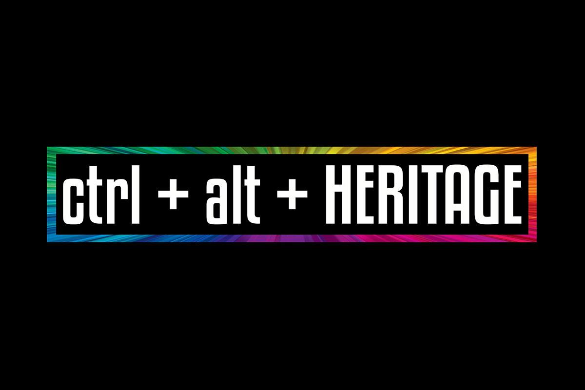 Film title Ctrl + Alt + Heritage in white text on black background, with a rainbow box around it.