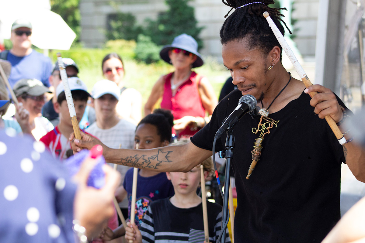 Malik DOPE Drummer at the 2019 Smithsonian Folklife Festival. Photo by Sonya Pencheva, Ralph Rinzler Folklife Archives