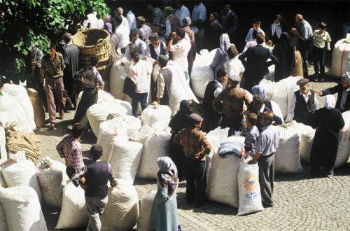 Silkworm cultivators bring their wares to the market in Bursa, western Turkey, long a center for silk production and distribution.
