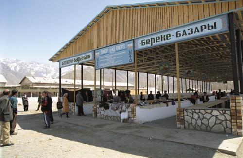Nomads and their non-nomadic neighbors meet at weekly markets. This newly renovated bazaar in Jirgatol, Tajikistan, bring together people from the entire region.