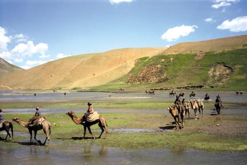 Nomads who spend the long winters in lower altitudes in the southern areas of Badakhshan, Afghanistan, come up in summer to the higher mountains to take advantage of the rich grazing land.