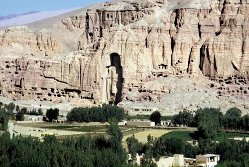 The monumental Buddhas of the Bamiyan Valley, built ca. 600 C.E., were strategically placed along a major route of the Silk Road connecting Central Asia with India.