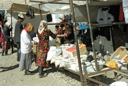 This market in rural Tajikistan brings villagers from miles away. Goods here often come from China.
