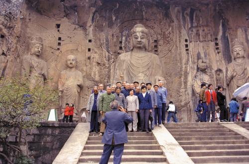 Chinese tourists visit the cave temples near Dunhuang, China.  Thousands of local as well as international visitors have traveled to these ancient Silk Road attractions over the last 20 years since the region has been open to tourism.
