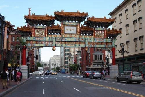 In 1986, the city of Washington dedicated this traditional Chinese gate, which stands sixty feet tall, at the corner of Seventh and H Streets NW in Chinatown.