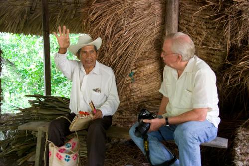 Dan Sheehy (right), director of the Smithsonian Center for Folklife and Cultural Heritage, interviews Miguel Santiago Reyes, a musician from the Téenek community in Tamaletón, Mexico, during a field visit.