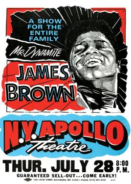 Used by headline acts such as James Brown, Globe posters were a prime marketing tool for rhythm and blues performers touring major venues such as the Apollo Theater in New York City.