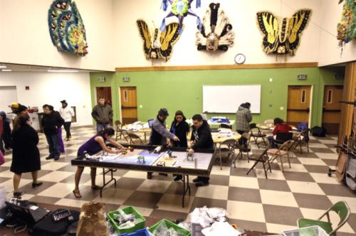 Participants in the OSU Tech Wizards program work in a classroom on robotics and other technology projects.