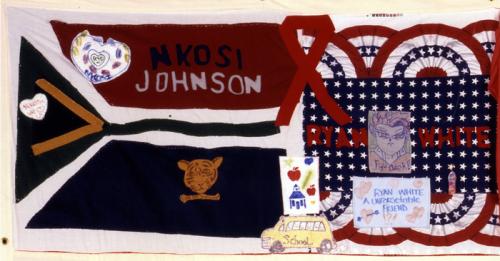 Panel made for Nkosi Johnson and Ryan White by B. Kraljic, block 05590.