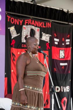 Slam poet Sonya Renee performs at the 2012 Smithsonian Folklife Festival.
