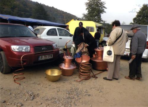 Roma coppersmiths sell their wares at a country fair in Transylvania (Romania) in 2010.