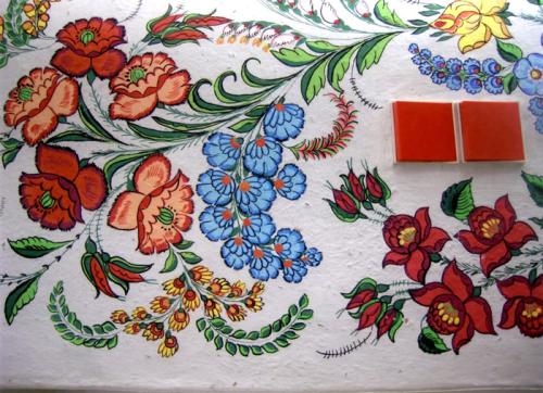 The Kalocsa region in south-central Hungary is famous for its wall paintings of brightly colored flowers.