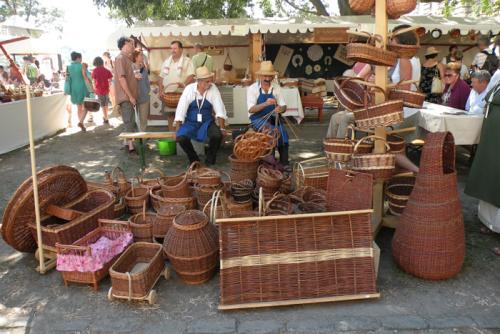 Wicker baskets surround the craftsmen at the Festival of Folk Arts in Budapest, 2012. 