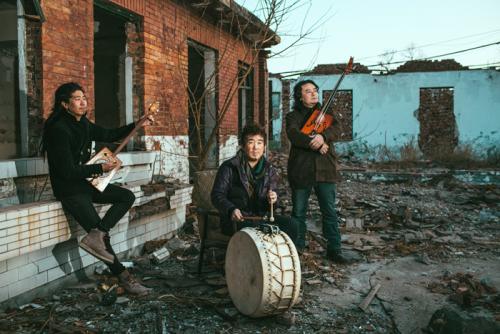 Members of Ih Tsetsn pose near their studio in Beijing, 2014.
