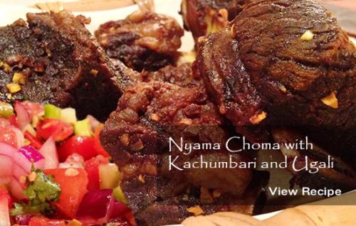 Nyama Choma with Kachumbari and Ugali