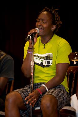 Eric Wainaina performs during an evening concert in the Baird Auditorium, National Museum of Natural History.