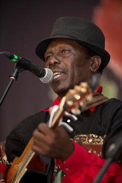 Kikuyu musician Musaimo performs on the Ngoma Stage.