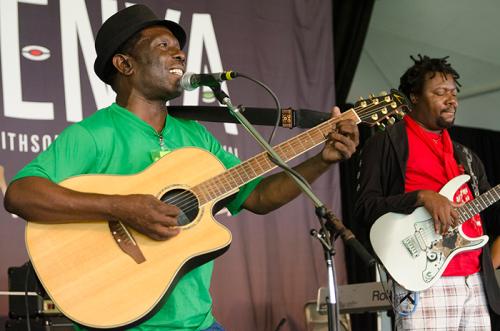 Simon Kihara Macharia (Musaimo) takes the stage with Kombo Chokwe Burns.
