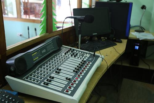 Inside the Radio Ucamara studio.