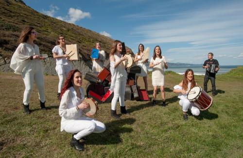 Kepa Junkera, a well-known Basque <i>trikitixa</i> (accordion) player, tours with the Sorginak, an all-women group whose name translates as &ldquo;witches.&rdquo;