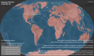 This map shows data collected in initial Mapping on the Move survey responses from staff members at the Center for Folklife an Cultural Heritage. Each day at the Festival, we will generate a new map from visitors' responses.