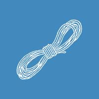 Illustrated rope in a blue circle.