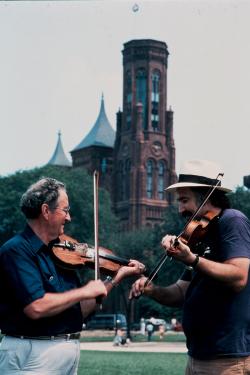 Dewey Balfa (left) and Michael Doucet
