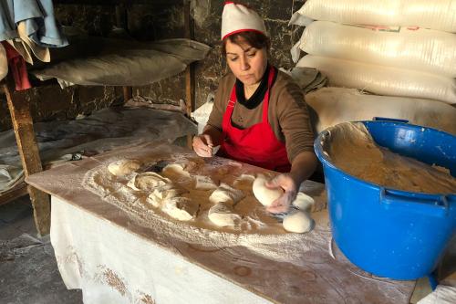 Making lavash in Argel, Armenia