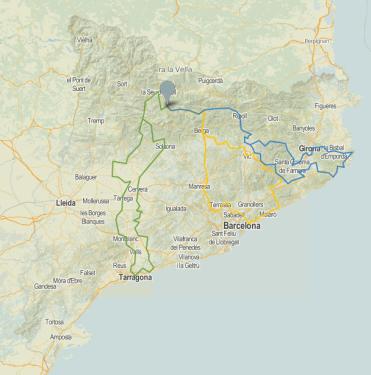 Map of the routes of turpentine makers in Catalonia
