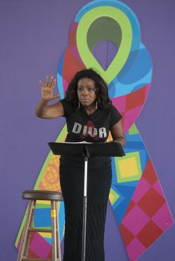 Sheryl Lee Ralph delivers a passionate spoken-word performance, &ldquo;Sometimes I Cry,&rdquo; in the Red Hot tent of the &ldquo;Creativity and Crisis&rdquo; program. Photo by Josh Weilepp, Smithsonian Institution