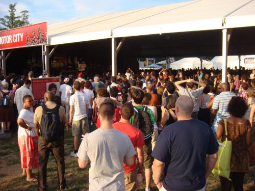 Crowds spilled out of the Motor City Stage tent