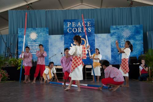 Rehoboth Children's Home Dance team from Camiling, Philippines, performs tinikling, the national dance of the Philippines