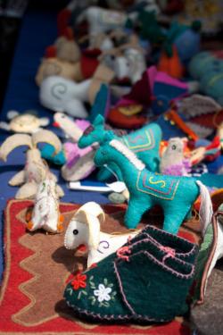Felt ornaments and booties made by the Festival participants from the Kyrgyz Republic