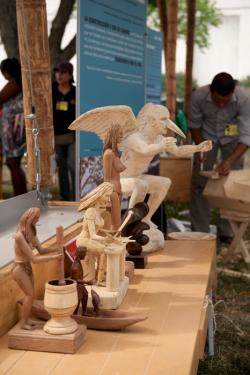 Carved wooden figures from the Colombia program