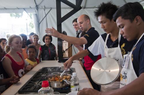 Peace Corps program cooking demonstration by members of the Rehoboth Children's Home Dance Team.