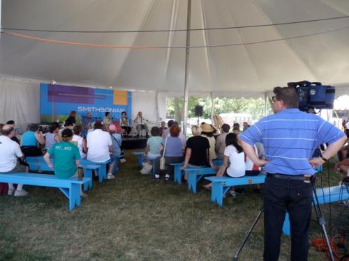 C-SPAN films in The Commons Discussion Stage for a future broadcast. The Festival draws media attention every year.
