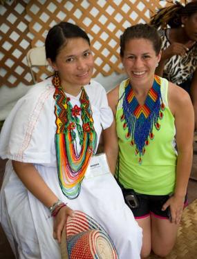 Ati Janey Mestre Izquierdo with Emily Brantley, Festival volunteer assistant. Photo by Walter Larrimore, Ralph Rinzler Folklife Archives