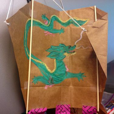 Paper bag kites for Qing Ming Festival.