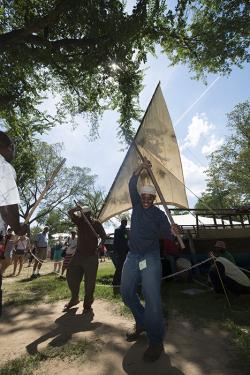 Participants from Lamu held a ritual ceremony to mark the completed restoration of the dhow sailboat.