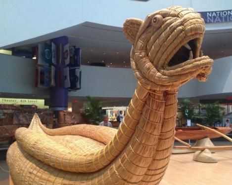 An Aymara totora-reed boat on display at the National Museum of the American Indian. Photo by Georgia Dassler