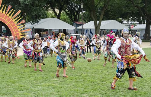 The Contradanza troupe brings the Fiesta de la Virgen del Carmen from Paucartambo to the Washington, D.C. Photo by Josh Weilepp, Ralph Rinzler Folklife Archives