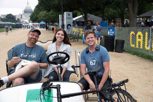 Meet some of the Folklife Festival staff! Julia Avery-Shapiro (middle) is our accessibility coordinator, ensuring that the site is wheelchair-accessible and that as many events as possible have ASL interpreters and real-time captioning. Bill Yarbrough and