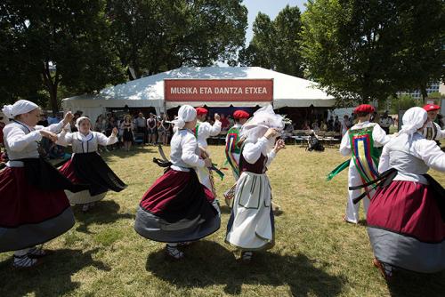 Zazpiak Bat is a youth dance group based at the San Francisco Basque Cultural Center. Find them on the Musika eta Dantza Etxea, Frontoia, or on Sunday at the Sounds of California Stage &amp; Plaza. Photo by Francisco Guerra, Ralph Rinzler Folklife Archive